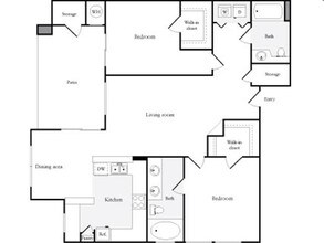 2 Bedroom 2 Bathroom 01302 floor plan